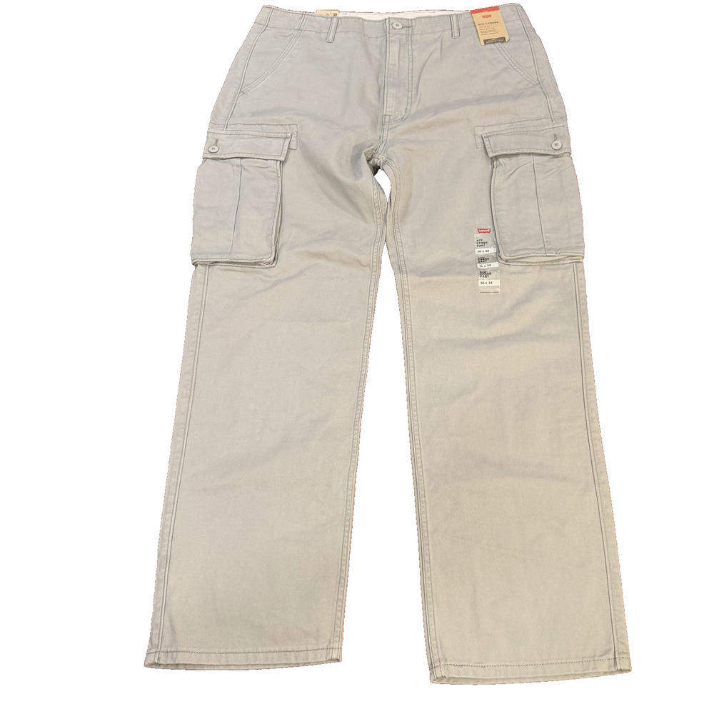 New Levi's Ace Cargo Pants Relaxed Fit Slightly Tapered Gray Cotton Sz 36x32 Y2K - Picture 3 of 13